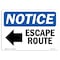 Signmission OSHA Notice, 5" Height, Escape Route Left Arrow Sign With Symbol, 7" X 5", Landscape OS-NS-D-57-L-12136 - alternate 1